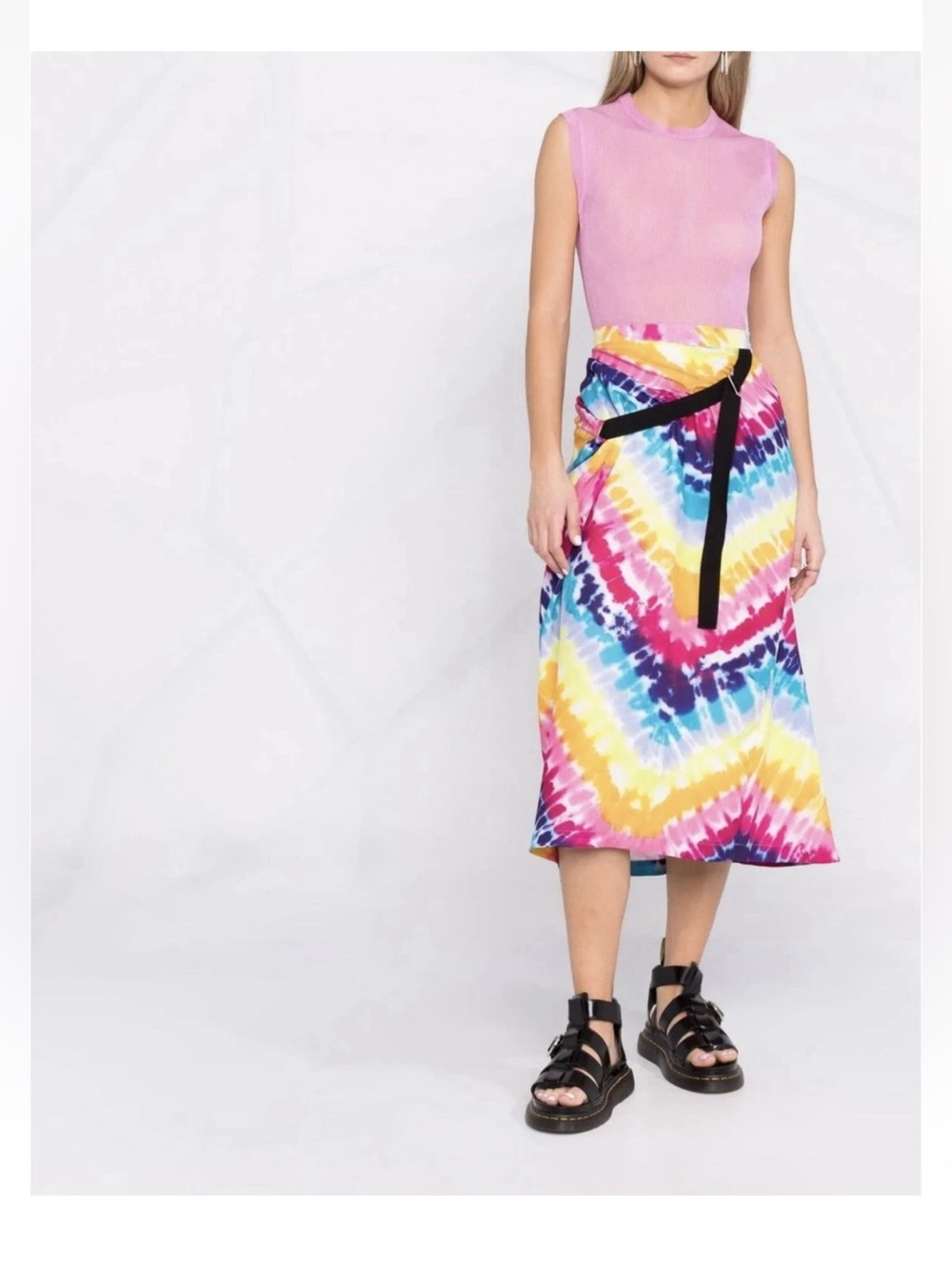 Kenzo women’s tie-dye wrap midi skirt rainbow size 8 NWOT